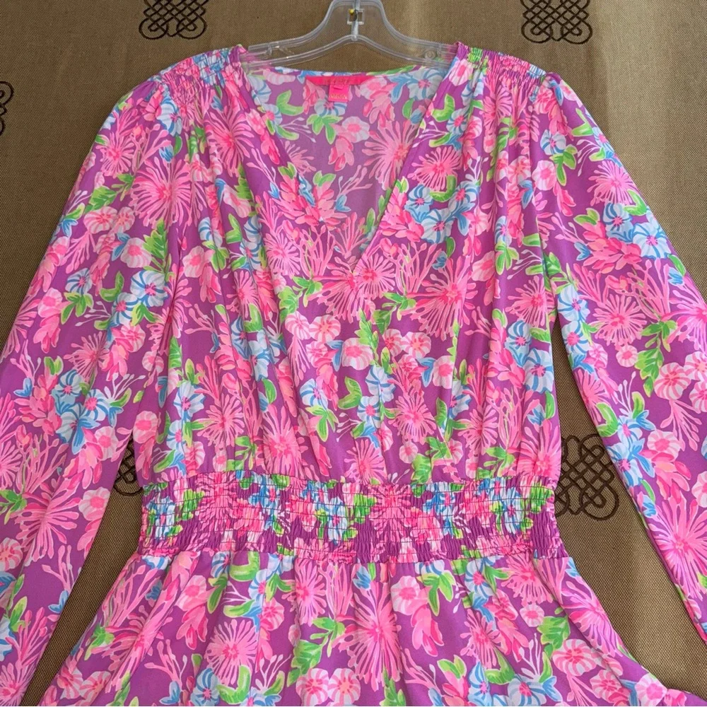 Lilly Pulitzer Cristiana Stretch Dress Moms The Word Amethyst Size 12 - Picture 7 of 16